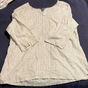 Eddie Bauer Cream Patterned Blouse